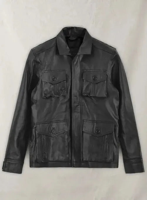 Men’s Real Leather Safari Jacket Retro Blazer Coat Sylas Black