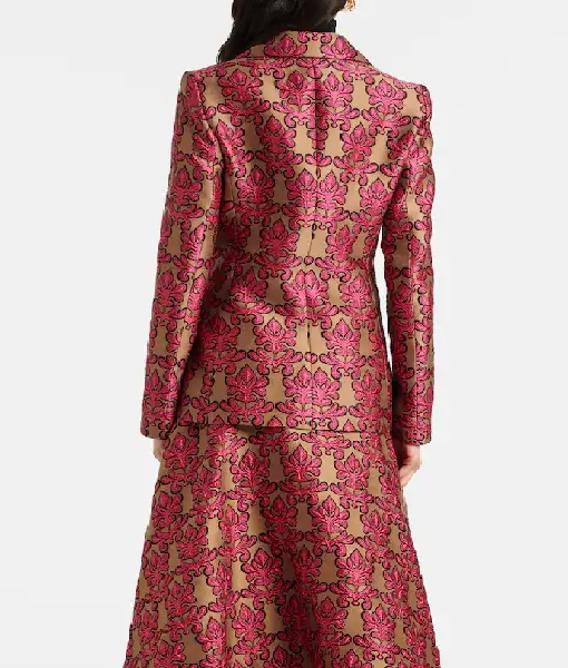 Access Daily 2025 Jane Lynch Floral Jacquard Blazer USA Jackets