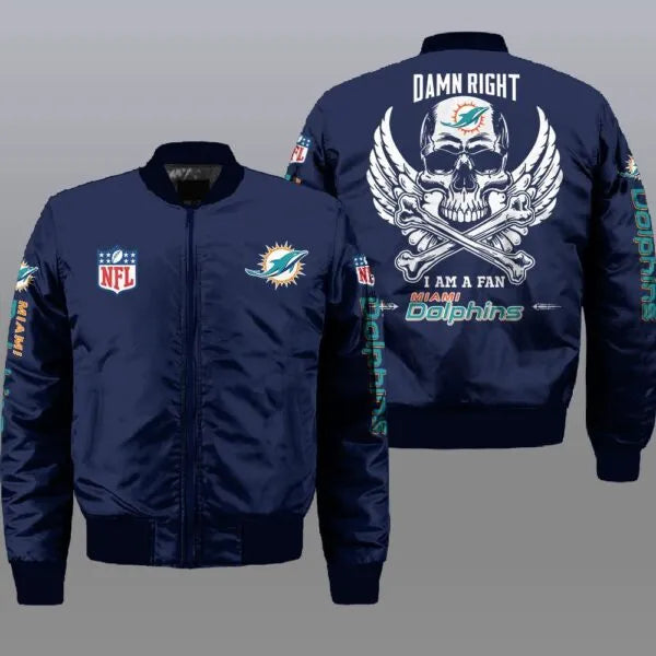 Miami Dolphins Wings Skull Halloween Jacket