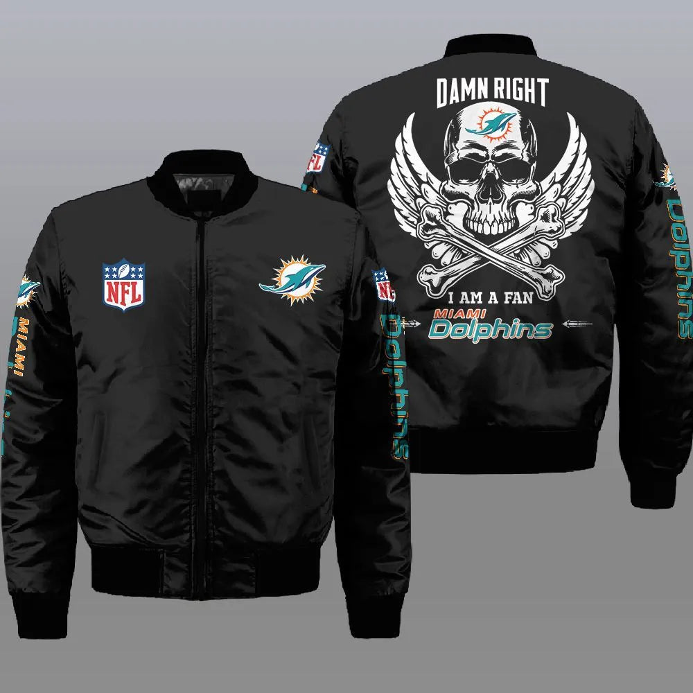 Miami Dolphins Wings Skull Halloween Jacket