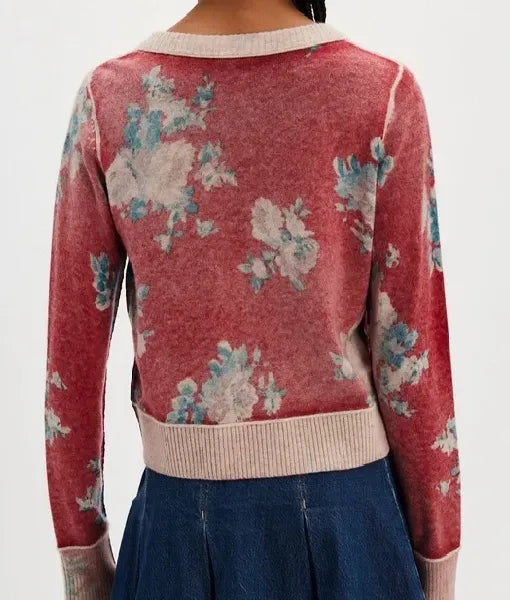 Murder in a Small Town S02 Cassandra Sawtell Red Floral Print Cardigan