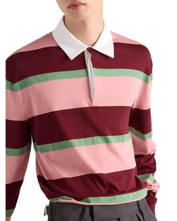 On Brand With Jimmy Fallon Pink & Red Striped Polo Top