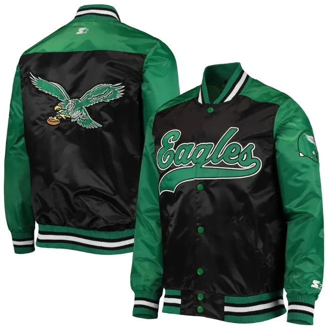 Philadelphia Eagles Green and Black Full Snap Jacket