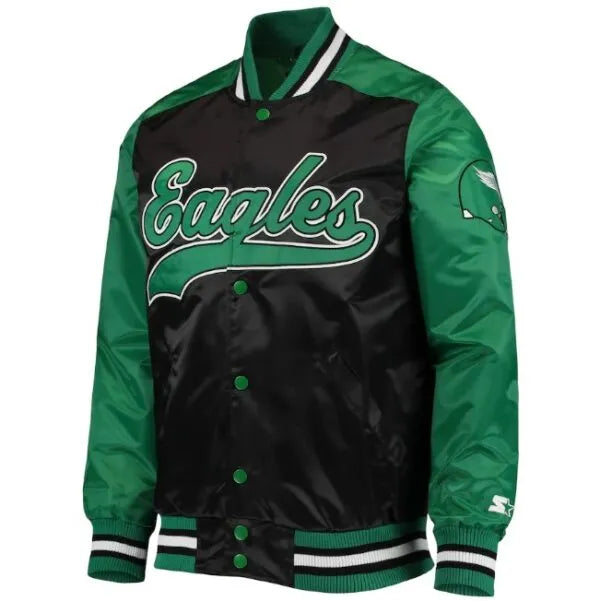 Philadelphia Eagles Green and Black Full Snap Jacket