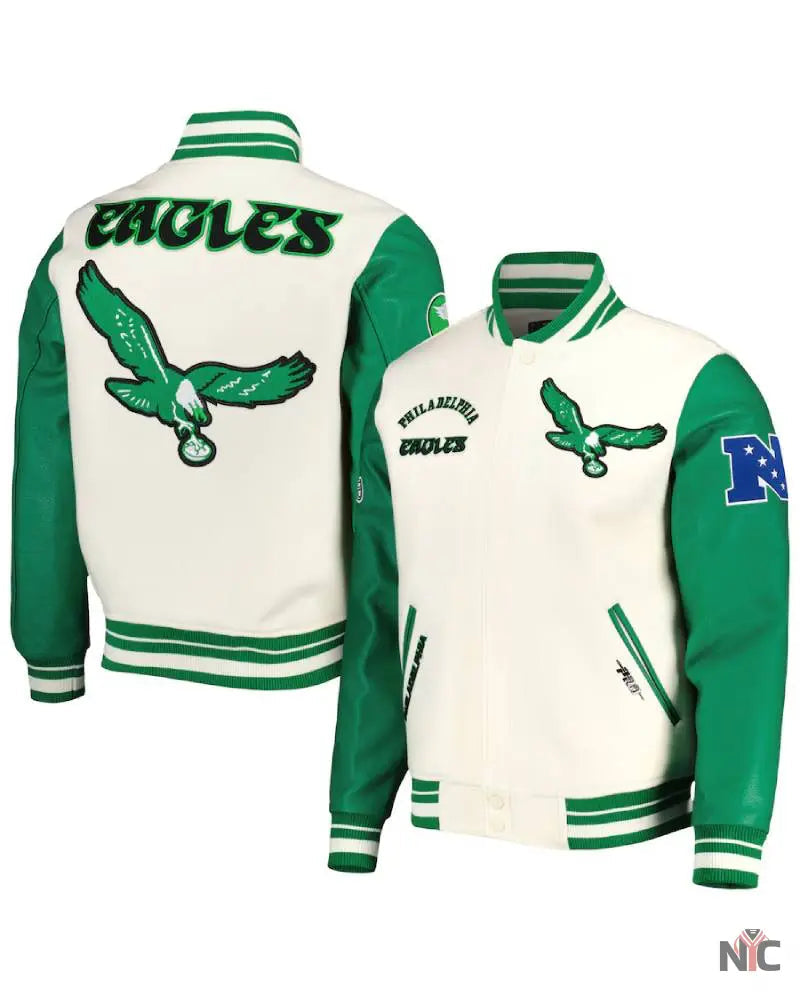 Pro Standard Cream Philadelphia Eagles Retro Jacket Clanton Jacket