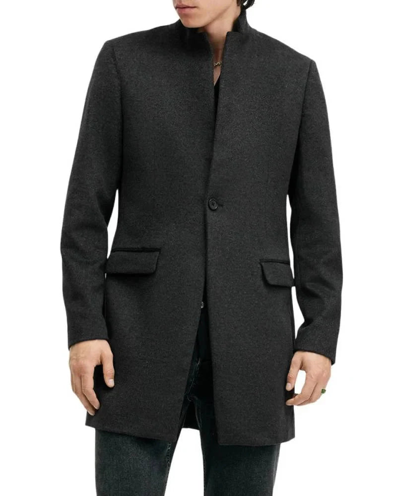 All Saints Charcoal Grey Hargrove Coat Clanton Jacket