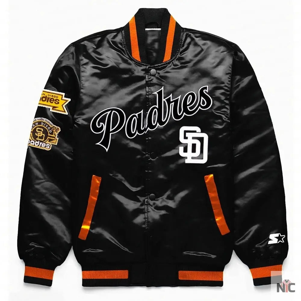 San Diego Padres Exclusive Black Satin Jacket Clanton Jacket