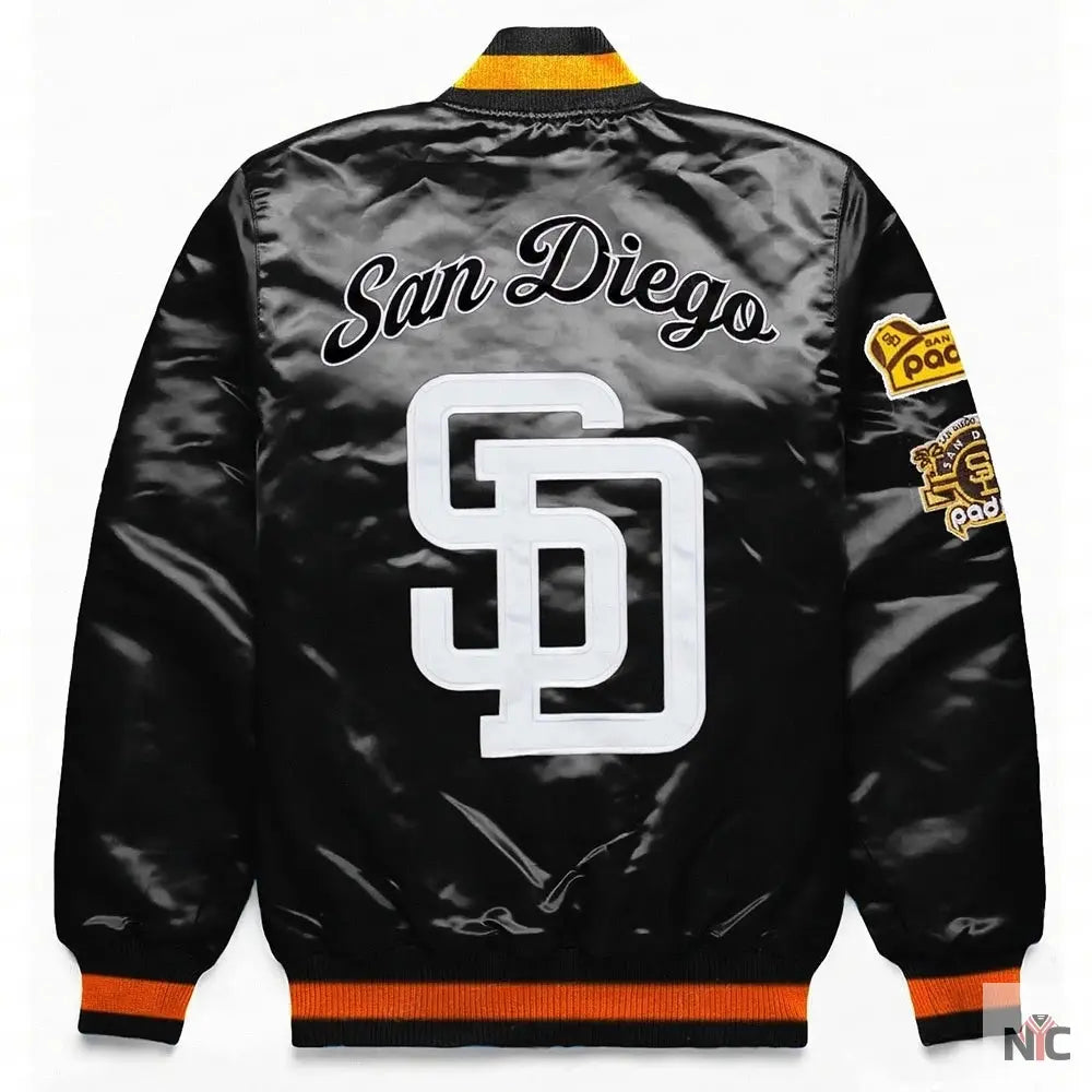 San Diego Padres Exclusive Black Satin Jacket Clanton Jacket