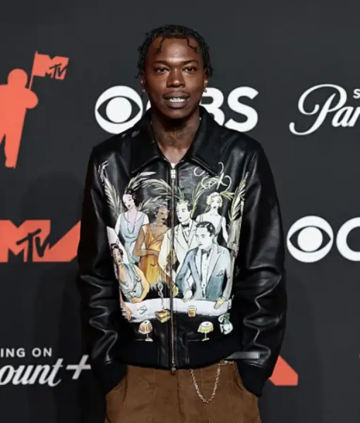 Skillibeng 2025 MTV Video Music Awards Black Leather Jacket USA Jackets