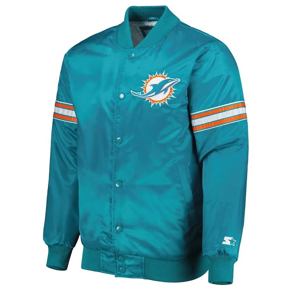 Aqua Miami Dolphins Pick and Roll Satin Jacket USA Jackets