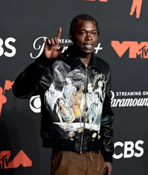 Skillibeng 2025 MTV Video Music Awards Black Leather Jacket USA Jackets
