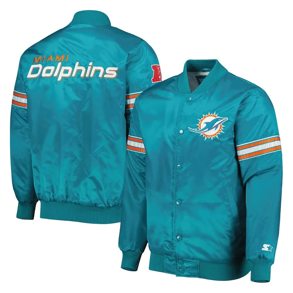 Aqua Miami Dolphins Pick and Roll Satin Jacket USA Jackets