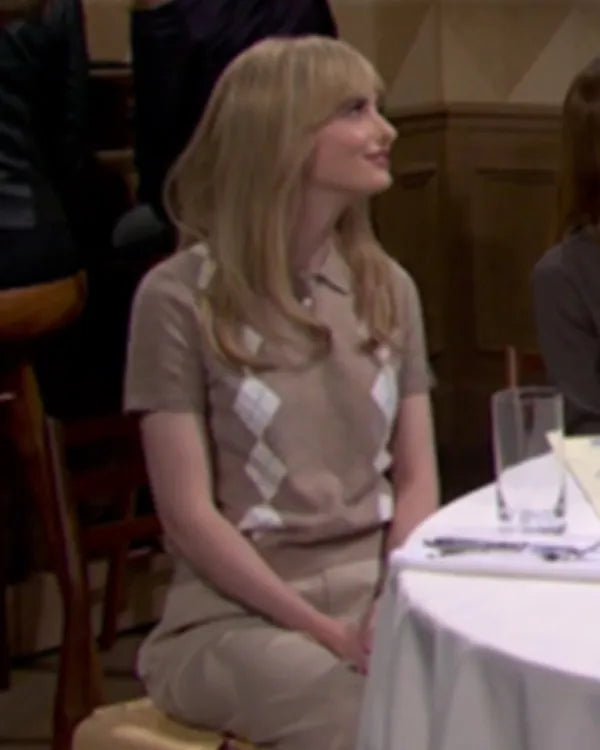 Saturday Night Live S51 Sarah Sherman Beige Argyle Sweater