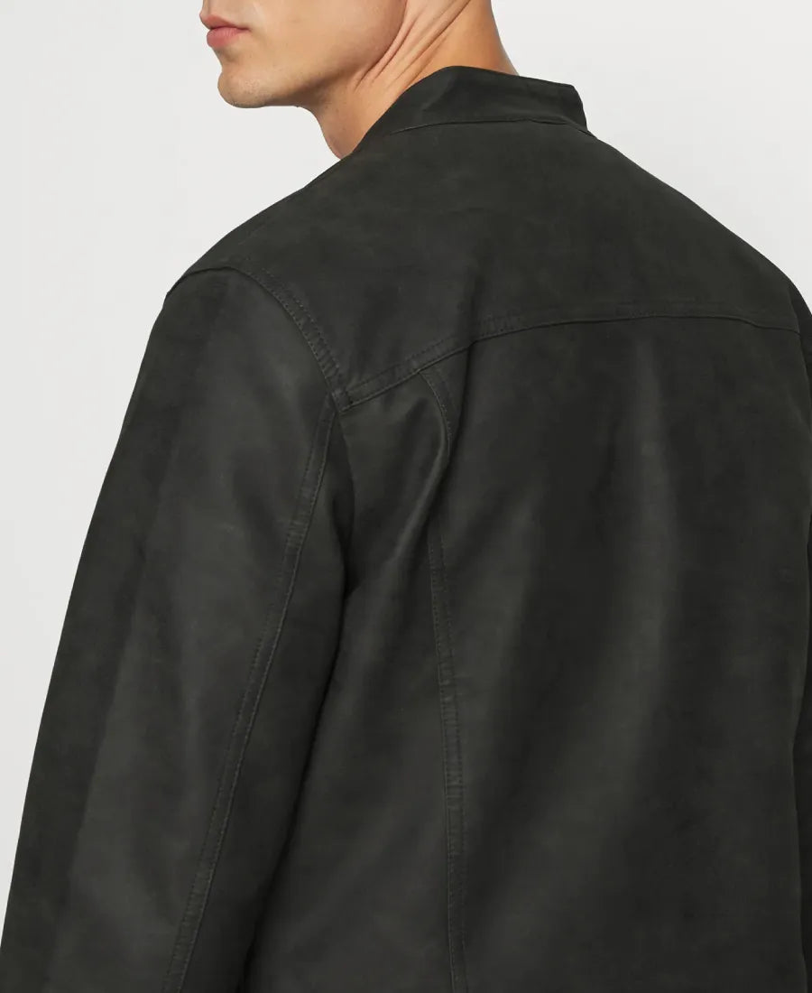 Shumack Black Cafe Racer Faux Leather Jacket
