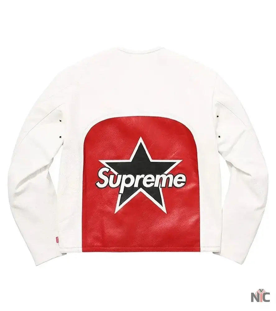 Supreme Vanson White Leather Star Jacket Clanton Jacket