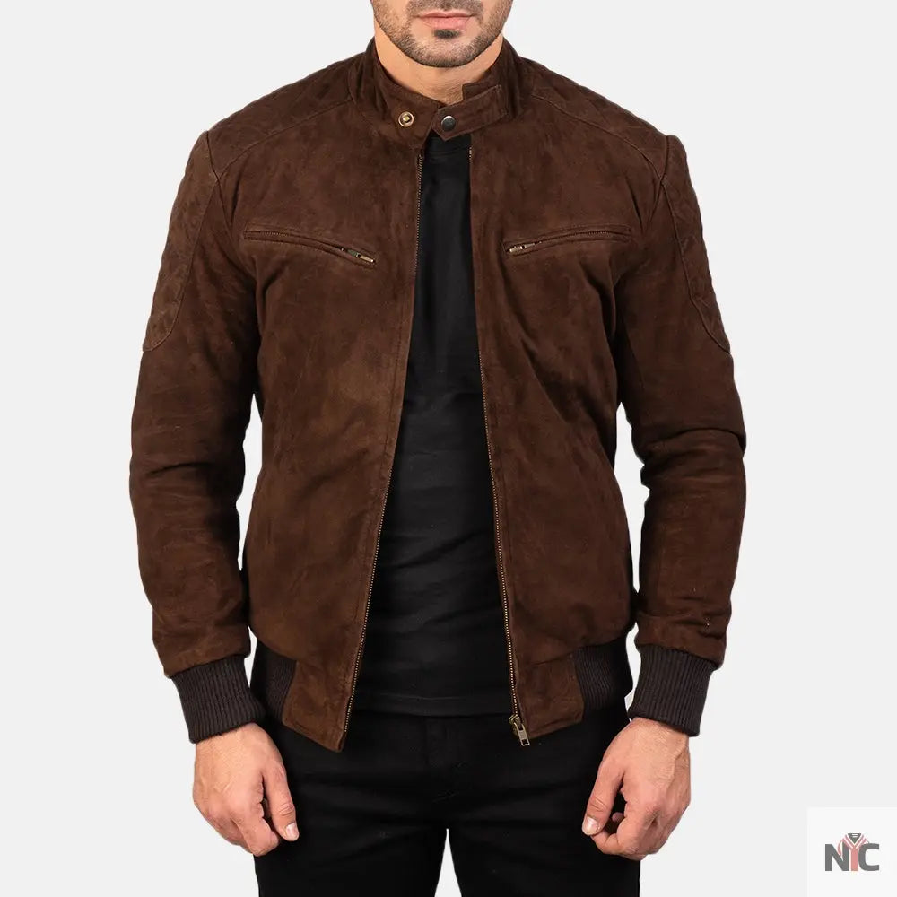 Sven Mocha Suede Bomber Jacket Clanton Jacket