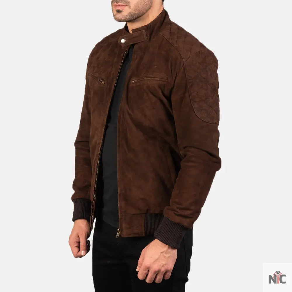Sven Mocha Suede Bomber Jacket Clanton Jacket