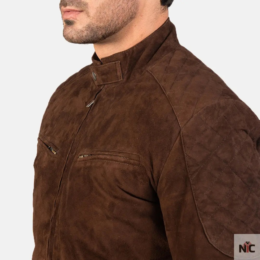 Sven Mocha Suede Bomber Jacket Clanton Jacket
