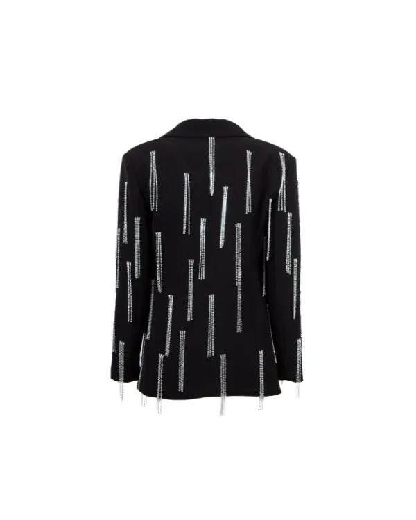 The Voice S28 Natalia Albertini Black Embellished Fringe Dress