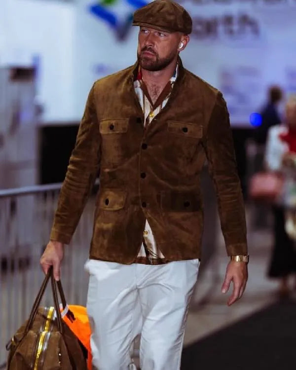 Travis Kelce Cashmere Suede Military Jacket