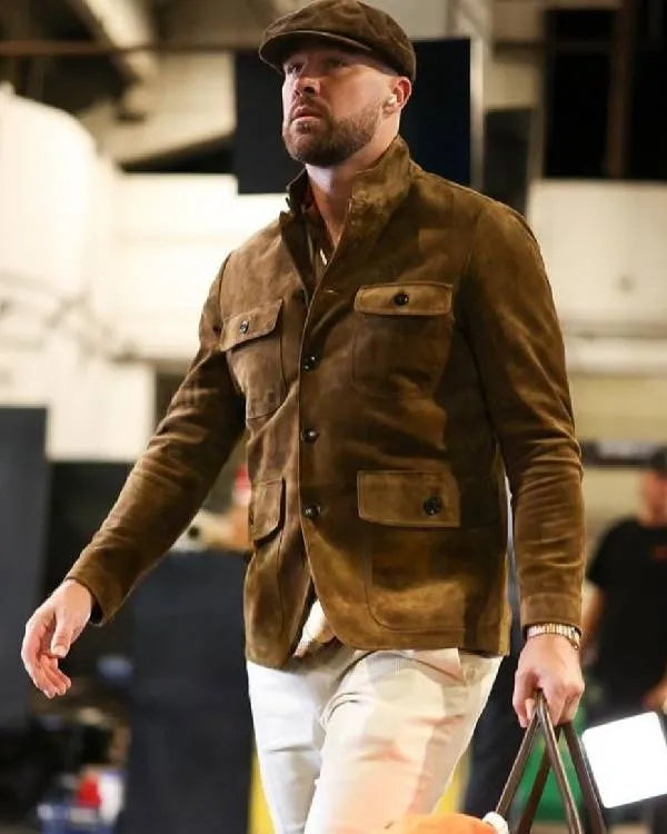 Travis Kelce Cashmere Suede Military Jacket