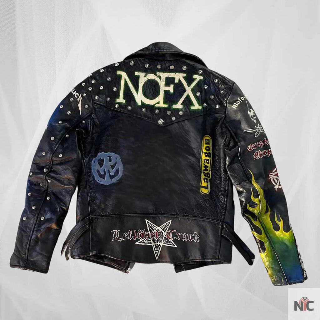 Vintage Punk Rock Hand-Painted Leather Jacket Clanton Jacket