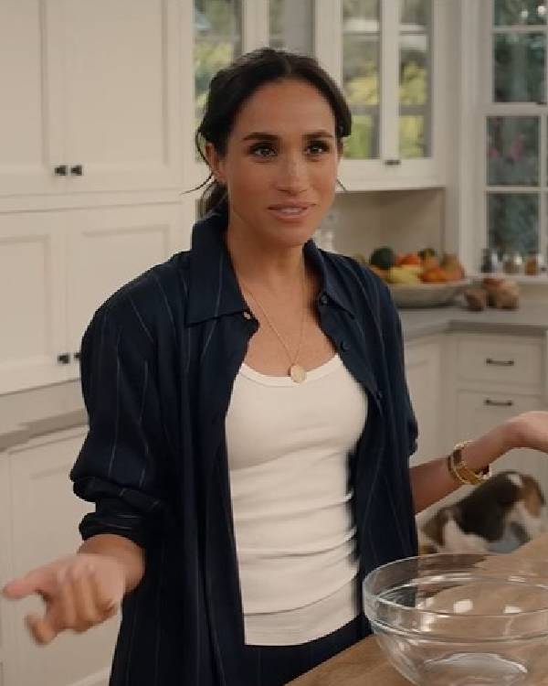 With Love, Meghan 2025 Meghan Markle Black Striped Shirt USA Jackets