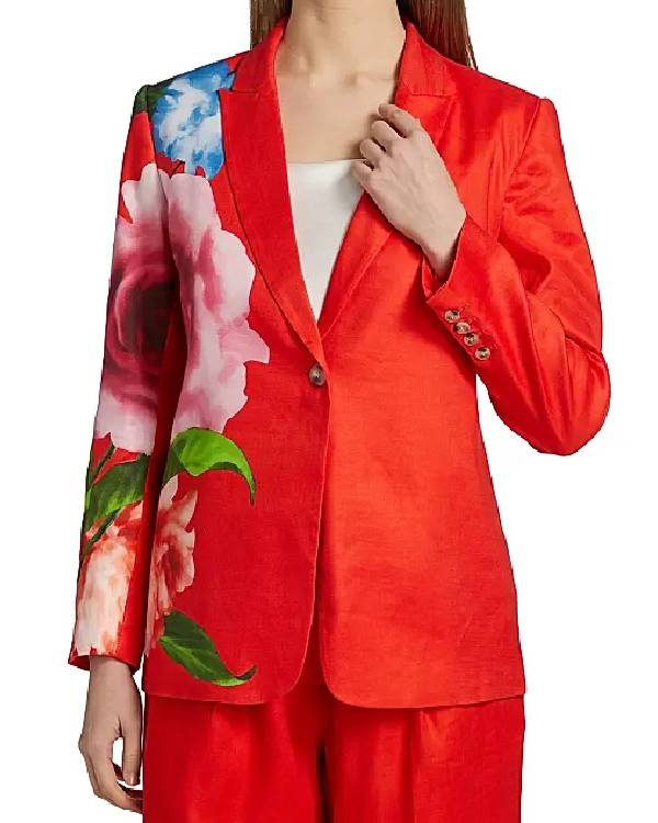 NBC News Daily Morgan Radford Red Floral Blazer USA Jackets