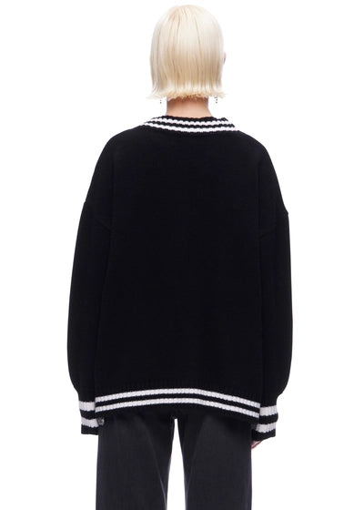 The Striped Oversized Cashmere Cardigan Sweater