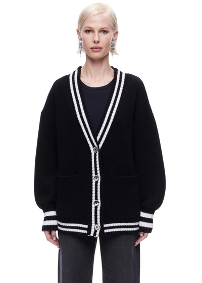 The Striped Oversized Cashmere Cardigan Sweater