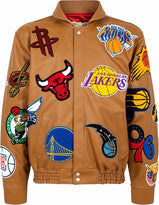Farfetch Jeff Hamilton NBA Collage faux-leather jacket